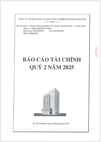 Công ty Cổ phần Đầu tư KCN Dầu khí Long Sơn (Mã chứng khoán PXL) công bố thông tin Báo cáo Tài chính Quý 2 Năm 2025