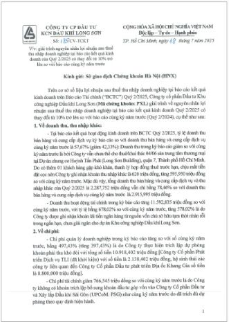 Công ty Cổ phần Đầu tư KCN Dầu khí Long Sơn (Mã chứng khoán PXL) giải trình liên quan đến BCTC Quý 2/2025